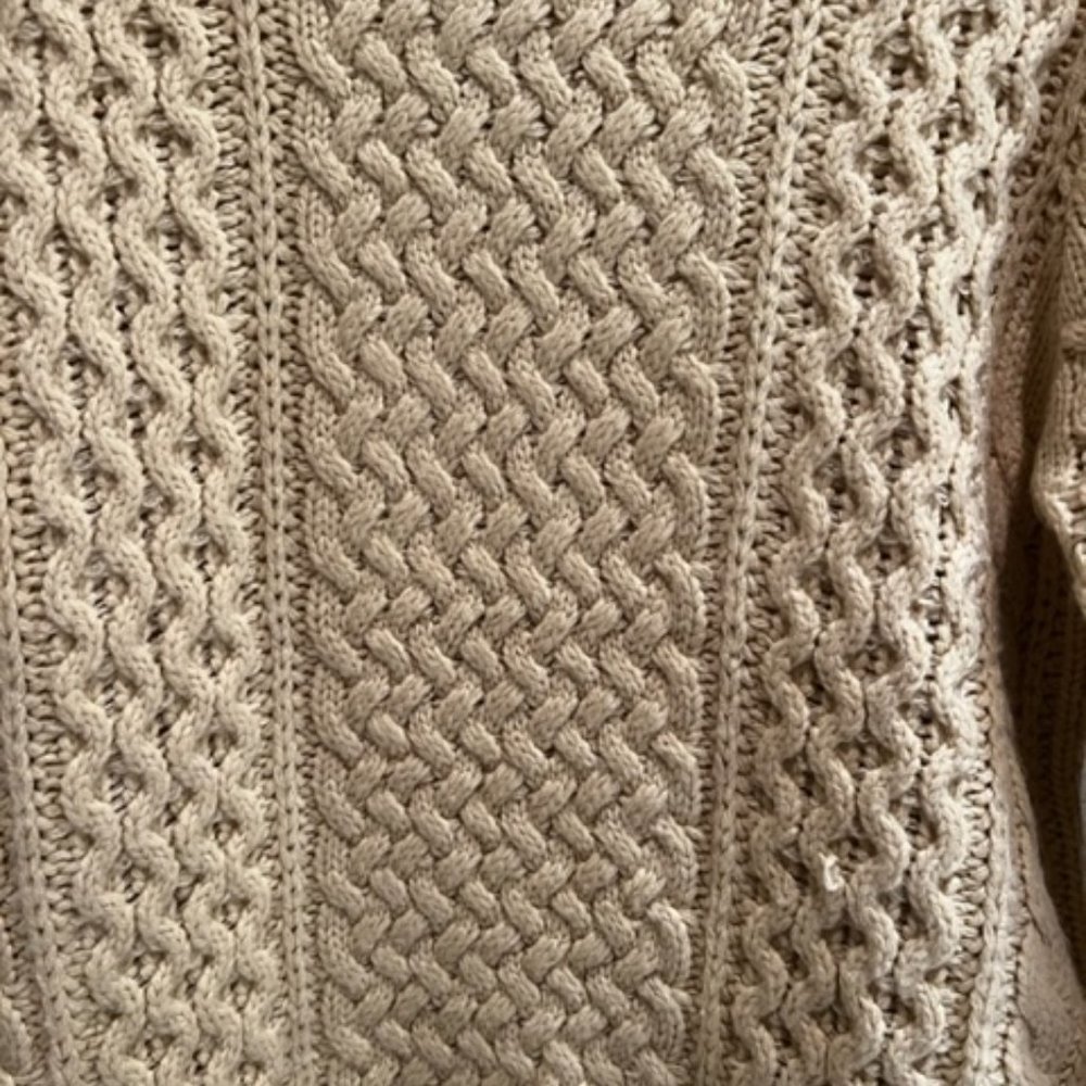 CLEARANCE Cream Colored Cable Knit Sweater - Picture 3 of 7